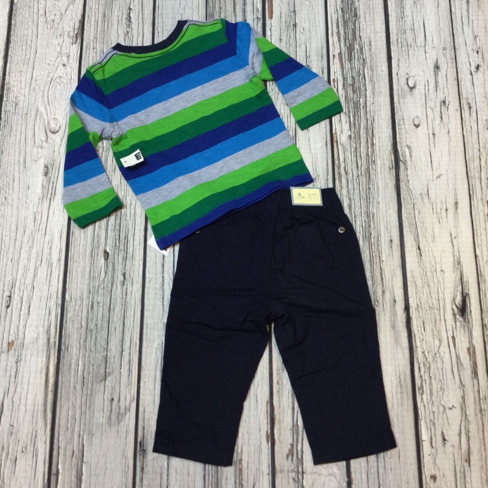 Baby Gap Boys 6-12 M Shirt & Navy Blue Lined Pants - Picture 5 of 6